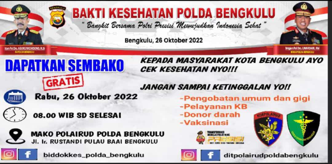 Ayo Datangi Polairud Besok, Ada Pelayanan Kesehatan Gratis dan Pembagian Sembako loh!